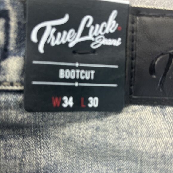 True Luck Jeans Mens Denim Bootcut Straight Fit Size 34x30 Big Stitch NEW TAGS - Picture 11 of 16